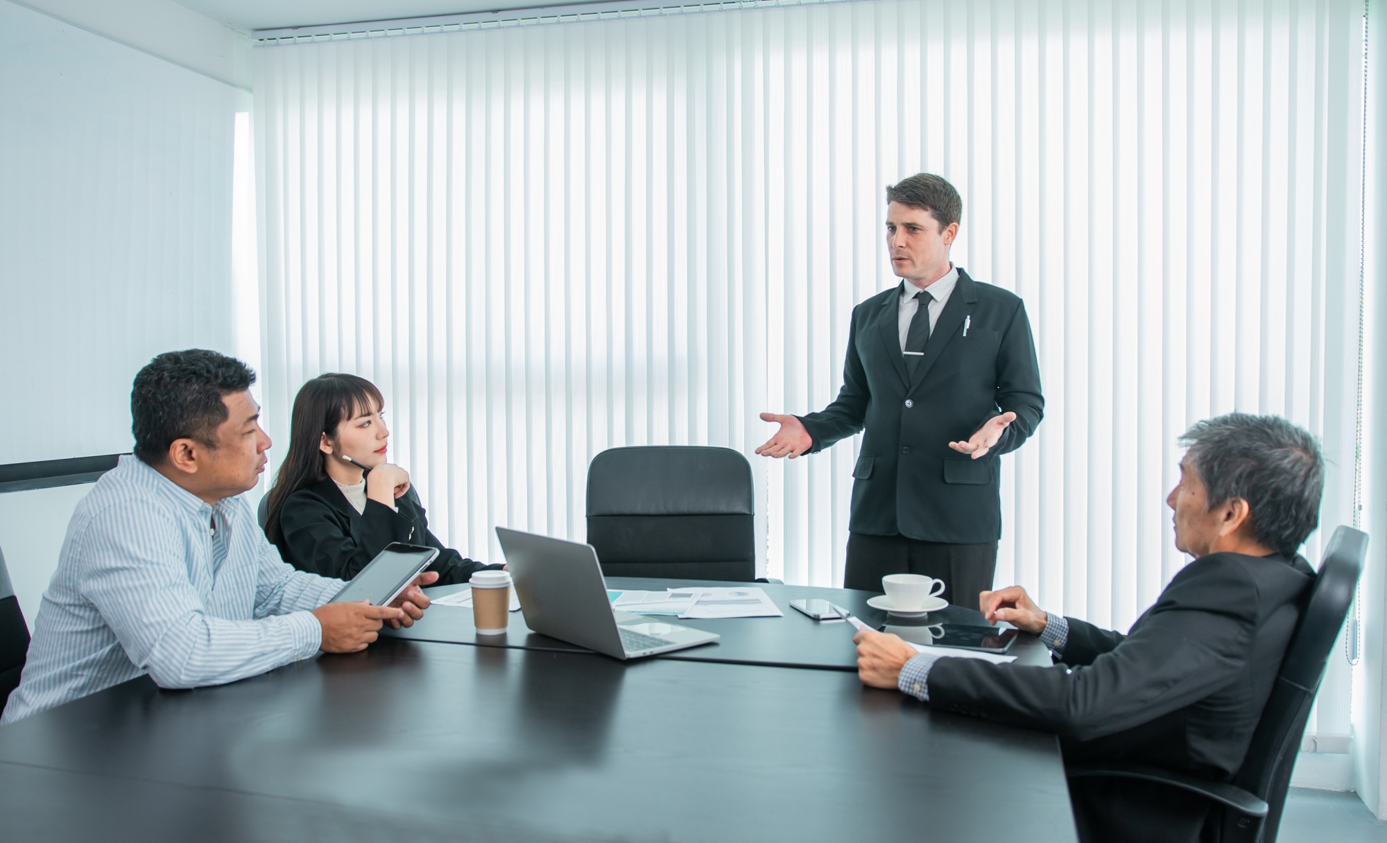 Business people team work while working in board room,