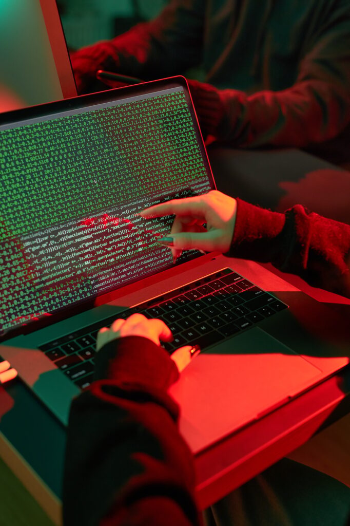 Cyber attack. Hacker breaking security. Anonymous people access secret data. Cyber attack. Coding